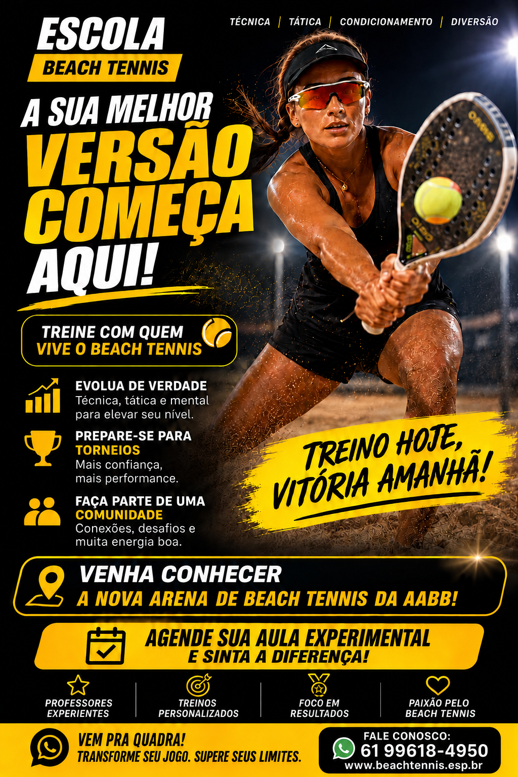 Folder Escola Beach Tennis — A sua melhor versão começa aqui